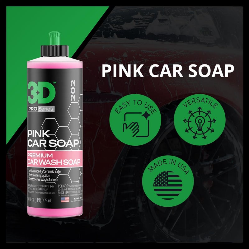 3D Pink Car Soap - 16 oz |pH Neutral Car Wash Soap with High Suds & Cherry Scent | Scratch-Free, High Gloss Shine | Safe on Wax & Sealants | Weekly Car Care - Image 5